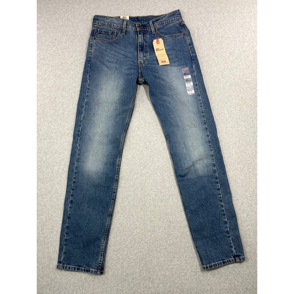 Levis 505 Jeans Mens 32x34 Blue Denim Regular Fit Stretch Straight Leg